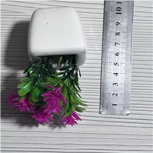 گلدان به همراه گل مصنوعی مدل نیلوفر و گیلاس سرامیکی مجموعه 3 عددی 3G3