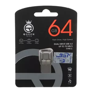 فلش 64GB USB3.2TypeC Queen Dual Drive نقره ای