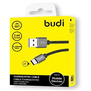 کابل تایپ‌سی کنفی فلزی Budi DC206T30B