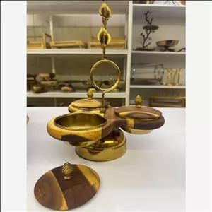 سرویس پنج تکه لیلیوم چوب آبکاریسرویس پذیرایی چوبی پنج تیکه  