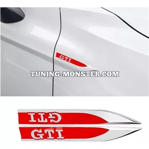 آرم فلزی روی گلگیر GTI قرمز استیل ( پس کرایه )