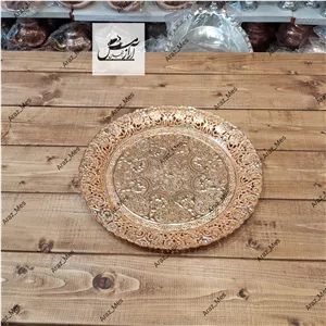 سینی چایی گرد طلایی متوسط طرح سیلور ترک Sena Turkey 