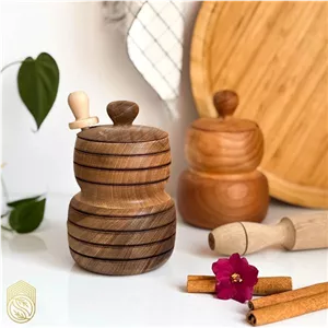 ظرف عسل خوری به همراه قاشق عسل چوبی sh456