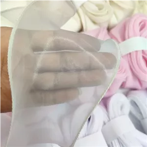 روبان حریر لبه فر شیری (9متری)