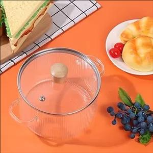 قابلمه پیرکس (دیگ شیشه‌ای) 1.5L حرارت مستقیم با درب چوبی