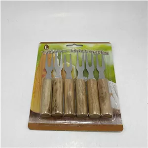 چنگال زیتون خوری مدل دسته چوبی بسته 6 عددی 9MD 