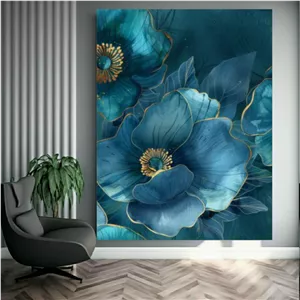 تابلو بوم چاپی لاویا طرح گل فیروزه ای