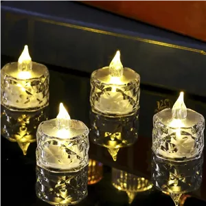 شمع ال ای دی مدل کریستالی شفاف طرح Diamond مجموعه 2 عددی