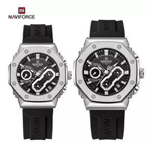 ساعت مچی ست مردانه و زنانه نیوی فورس مدل NAVIFORCE 8035 نقره ای/ مشکی مدل 1