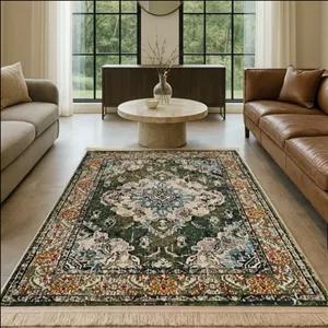 خرید فرشینه کرم و سبز کلاسیک  کد 353ضمانت کیفیت