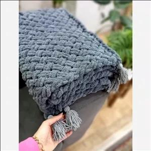 پتو نوزادی/بچگانه پافی دستبافت ساوین مدل حصیری با بهترین کاموای ترک