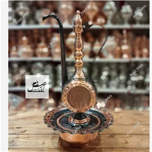 آفتابه لگن مسی تخت نانو سیاه قلم آفتابه و لگن طرح دار دو رنگ  زنجان 