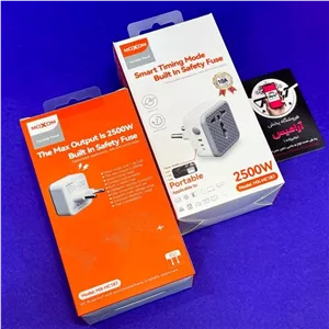 تبدیل و مبدل برق 3 به 2 تایمر دار اورجینال برند ماکسوم مدل MOXOM MX-HC187 داری فیوز حفاظتی داخلی 