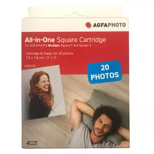 کاغذ چاپ عکس گلاسه آگفافوتو مدل Realipix Square S ASQC20 سایز 7.6x7.6 سانتی متر بسته 20 عددی 5JH
