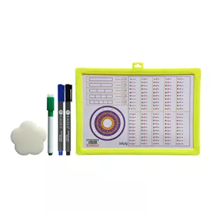 تخته وایتبرد مدل آموزش ریاضی سایز 35x25x1 سانتیمتر طرح کلاس سوم دبستان به همراه ماژیک و تخته پاک کن بسته 5 عددی F5J