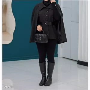 پالتو سه تیکه وست و شنل فوتر و کمربند چرم 