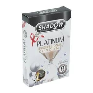 کاندوم خاردار و تاخیری قوی و تنگ کننده پلاتین شادو SHADOW PLATINUM بسته 12 عددی