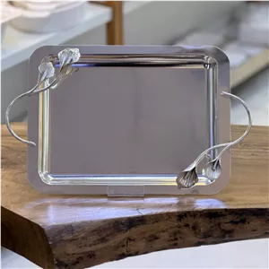 سینی مستطیل متوسط لب صاف لیلیوم دیانا نقره ای 