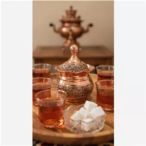 قندان گنبدی مسی رز گل سیاه قلم گل برجسته  