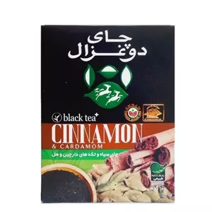 عالی اصل چای سیاه با تکه های زعفران و هل دوغزال 100 گرمی