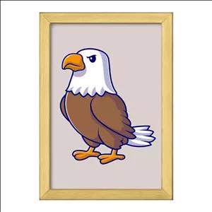 تابلو خندالو طرح حیوانات بامزه عقاب کد 29700 فریم طلایی