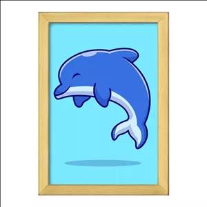 تابلو خندالو طرح حیوانات بامزه دلفین کد 25413 فریم طلایی