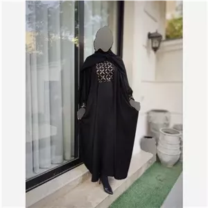 عبا مجلسی زنانه طرح محیا کد 1012 با خرجکار هندی سوزن دوزی و زیپ مخفی شیردهی