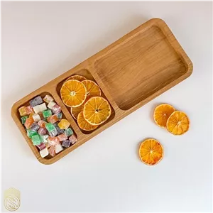 ظرف (سینی) سرو سه خانه مدل مستطیل چوب راش sh499