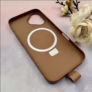 قاب گوشی iPhone 16 آیفون مگ سیف دار اورجینال سخت HARD کلاسیک فینگربند انگشتی قهوه ای کد 114132