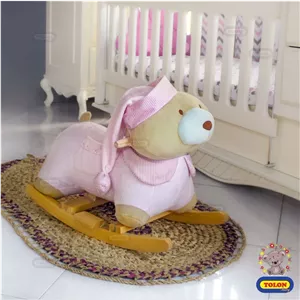 راکر کودک پایه چوبی پارچه مخمل اسکلت فلزی 