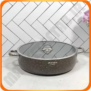 تابه درب پیرکس مشکی دو دسته سایز 32 گرانیتی زومبا