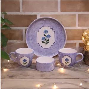 ست دو نفره چای خوری طرح گل آبی