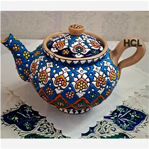 قوری گرد ،با مدل سنتی سفال -مینا 