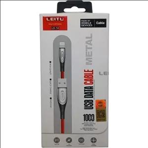 کابل شارژ یو اس بی به لایتنینگ چراغ دار مدل لیتو LD-14 1 متری کنفی