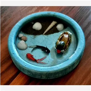 حوضچه چوبی رزینی با ماهی خمیری