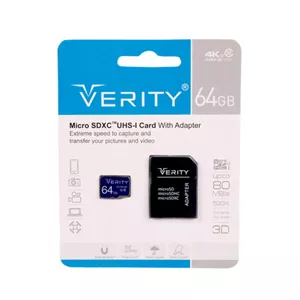 کارت حافظه micro SDXC وریتی مدل 4K کلاس 10 استاندارد UHS-I سرعت 80MBps ظرفیت 64 گیگابایت به همراه آداپتور SD AP4