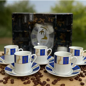 قهوه خوری طرح گل آبی ست 6 تایی