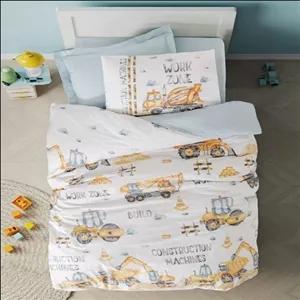 ست ملحفه کاتن باکس مدل Junior Buildo Mavi تک نفره 3 تکه