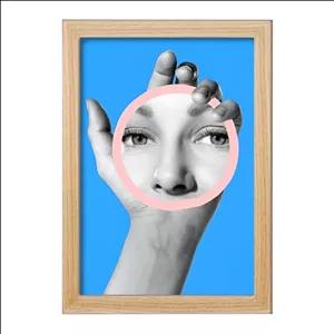 تابلو خندالو طرح آرایشی بهداشتی کد F10267 فریم چوب روشن