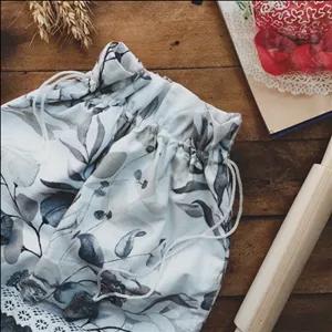 سرویس آشپزخانه پتینه طوسی با ترکیب گلدار  کتان نخ ترک 