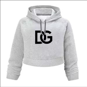 هودی زنانه مدل کراپ طرح دی جی کد L07