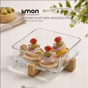 اردخوری شیشه پایه چوبی لیمون