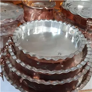 دیس دایره مسی گوشواره دار سایز 2  قطر 28 سانت در مس زنجان نمونه