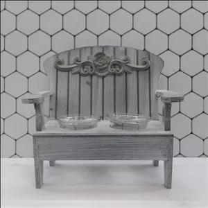 جاشمعی نیمکت چوبی-جای2عدد شمع وارمر وارداتی-دکوری تزئینی گیفت