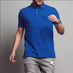 تیشرت جودون پنبه یقه دار مردانه آبی کاربنی سایز ایکس لارج تا 3ایکس 