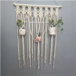 دیوارکوب آویز گلدون مکرومه مدل کتیبه 