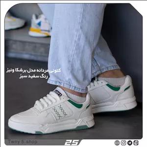 کتونی مردانه مدل برشکا ونیز  رنگ سفید سبز سایزبندی 40 تا 44