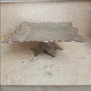 شیرینی خوری پایه دار سیلور ترکیه مربع  