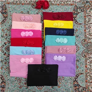 مقنعه شکوفه دار دخترانه دو تیکه پارچه کشی ویسکوز