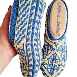 پاپوش بافتنی  با طرح سنتی کد14